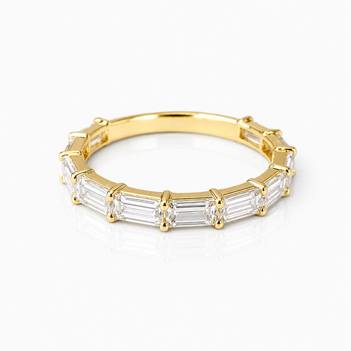 14k Yellow Gold Baguette Lab Grown Diamond Wedding Band