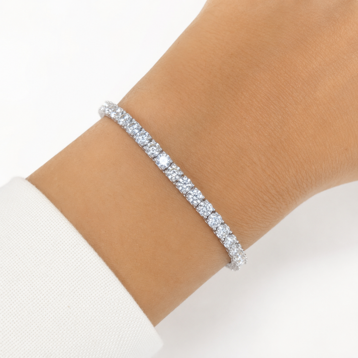 14k White Gold Natural Diamond Tennis Bracelet 9.09cttw