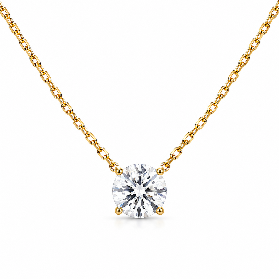 14k Yellow Gold Four Prong Basket Lab Grown Diamond Pendant 1.01ct