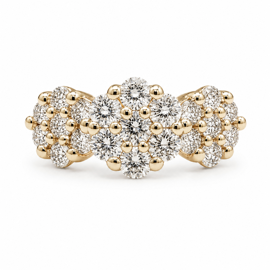 14k Yellow Cluster Diamond Estate Ring