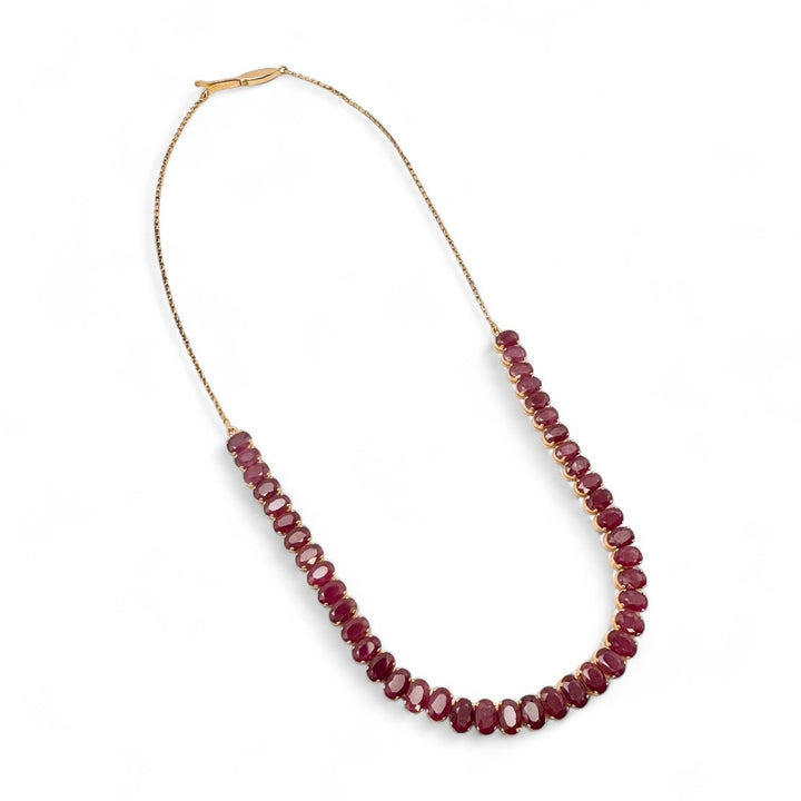 14k Yellow Gold Created Ruby Estate Necklace