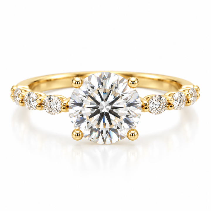 14k Yellow Gold Prong Set Lab Grown Diamond Engagement Ring 2.00 cttw