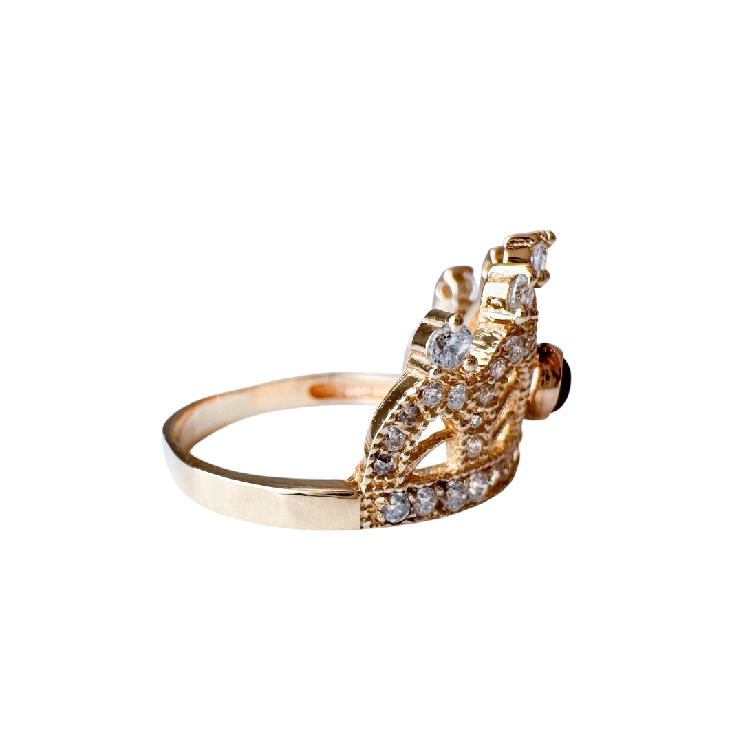 14k Yellow Gold Crown Estate Ring