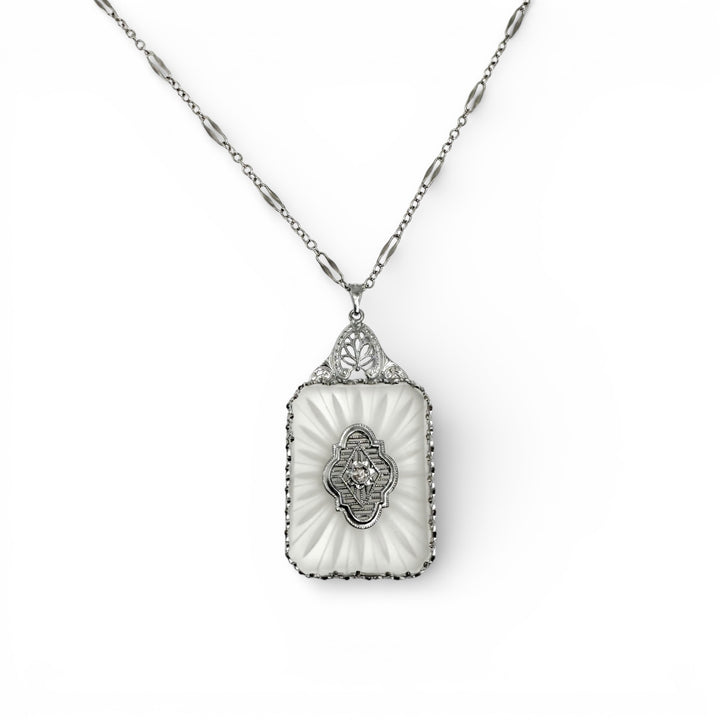 14k/10K White Gold Diamond Estate Pendant