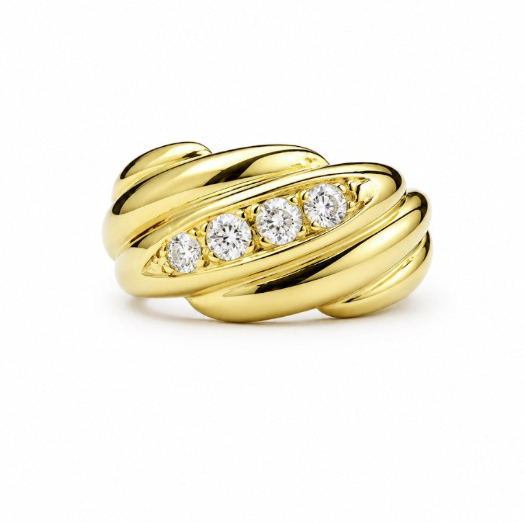 14k Yellow Diamond Estate Ring
