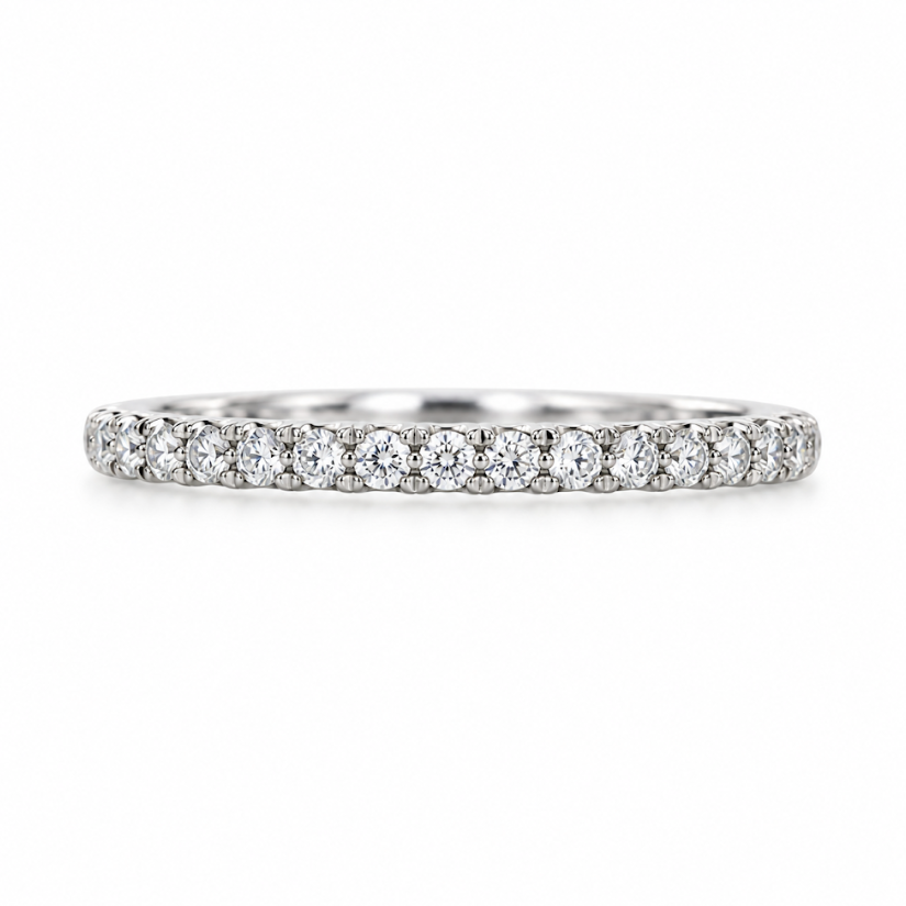 14k White Gold Prong Set 0.19ctw Round Diamond Wedding Band