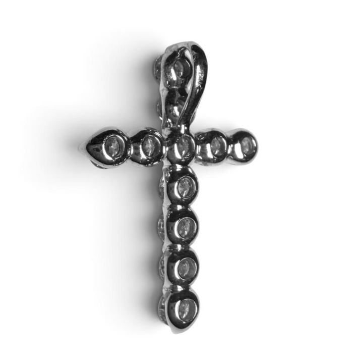14k White Gold Cross Lab Grown Diamond Pendant 1ctw