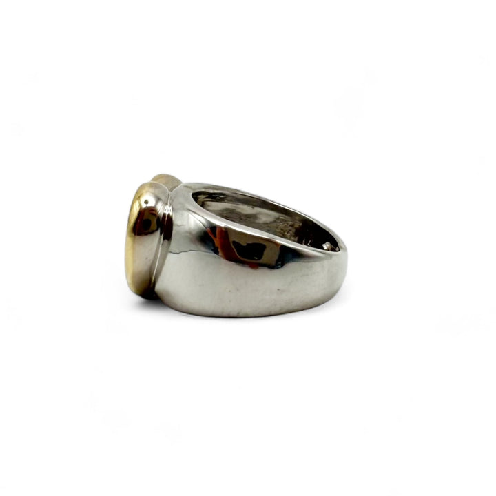 18k Two Tone Estate Heart Ring