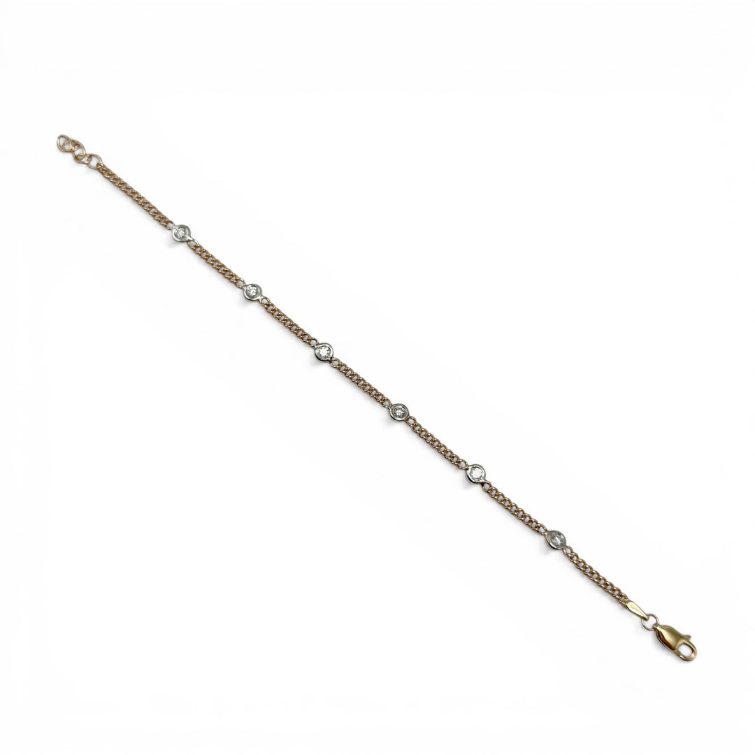 14k Two Tone Bezel Set Diamond Bracelet
