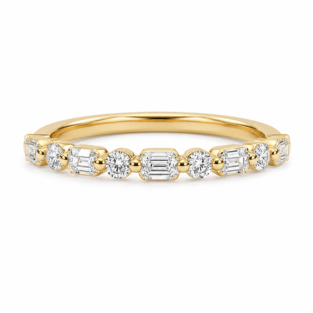 14k Yellow Single Prong 0.55ctw Round Diamond Wedding Band