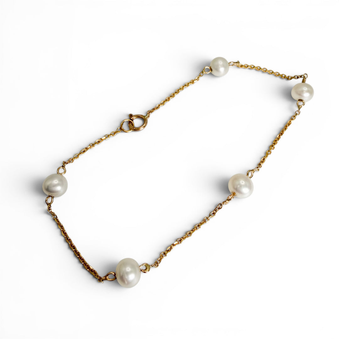14k Yellow Gold Pearl Estate Bracelet