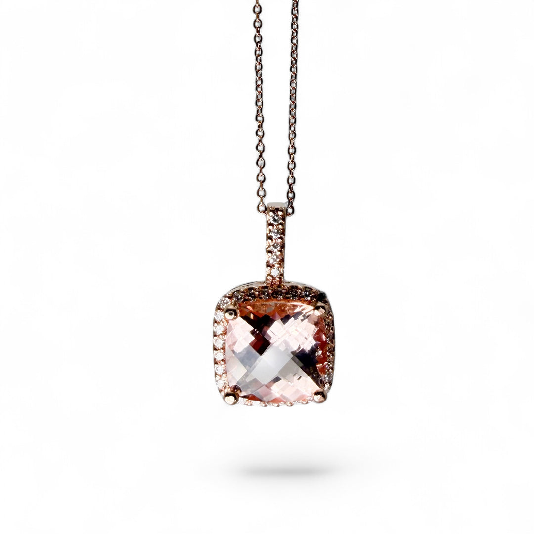 14k Rose Gold Halo Diamond Estate Pendant
