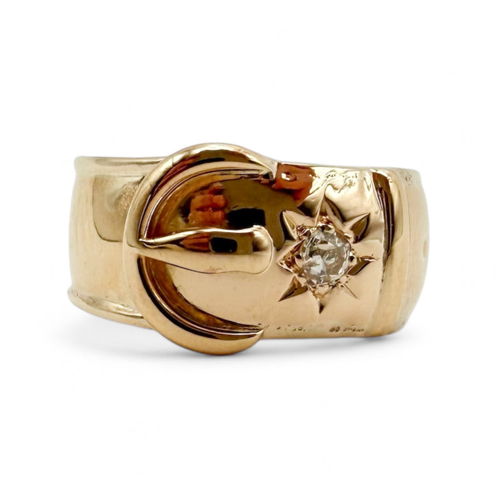 18k Yellow Gold Estate Buckle Ring