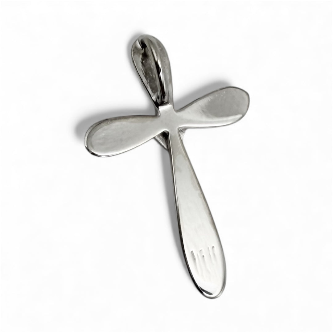 14k White Gold Cross Estate Pendant