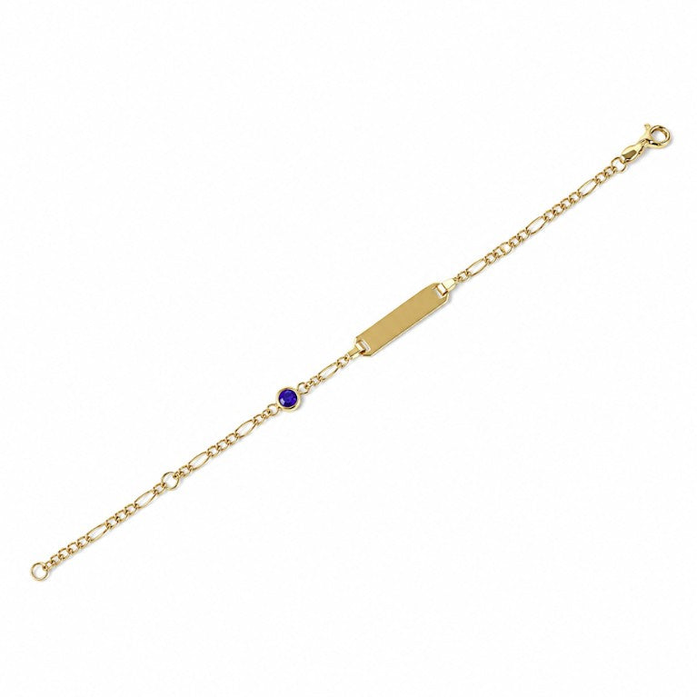 14k Yellow September Birthstone ID Bracelet Children&