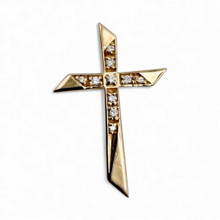 14k Yellow Gold Cross Estate Pendant