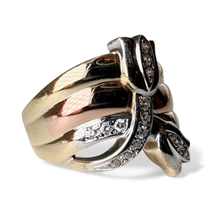 14k Tri-Color Flower Estate Ring
