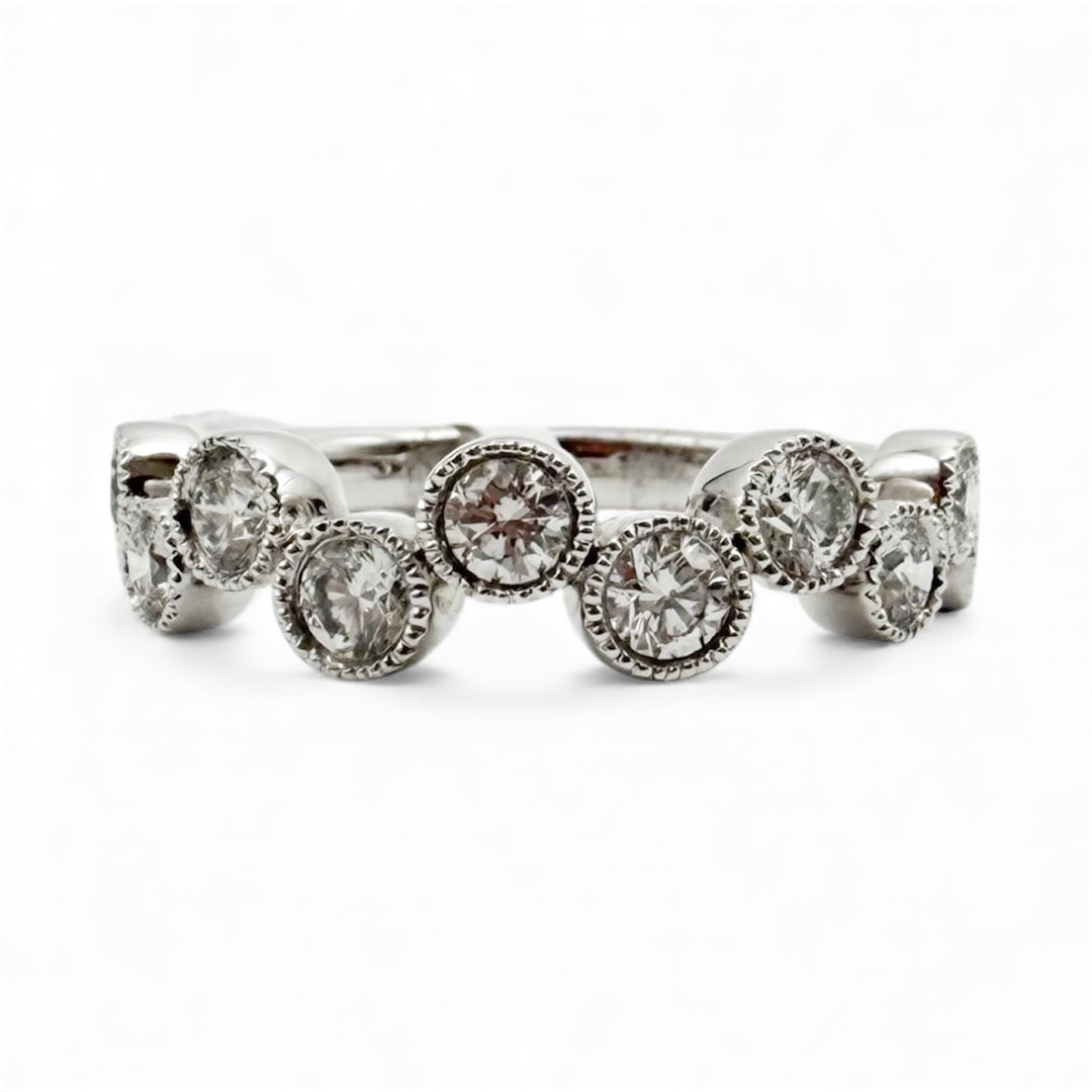 14k White Gold Bezel Set Diamond Wedding Band