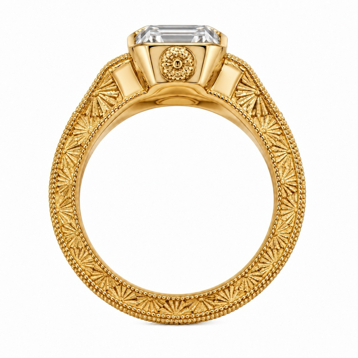 18k Yellow Vintage Inspired Lab Grown Diamond Engagement Ring