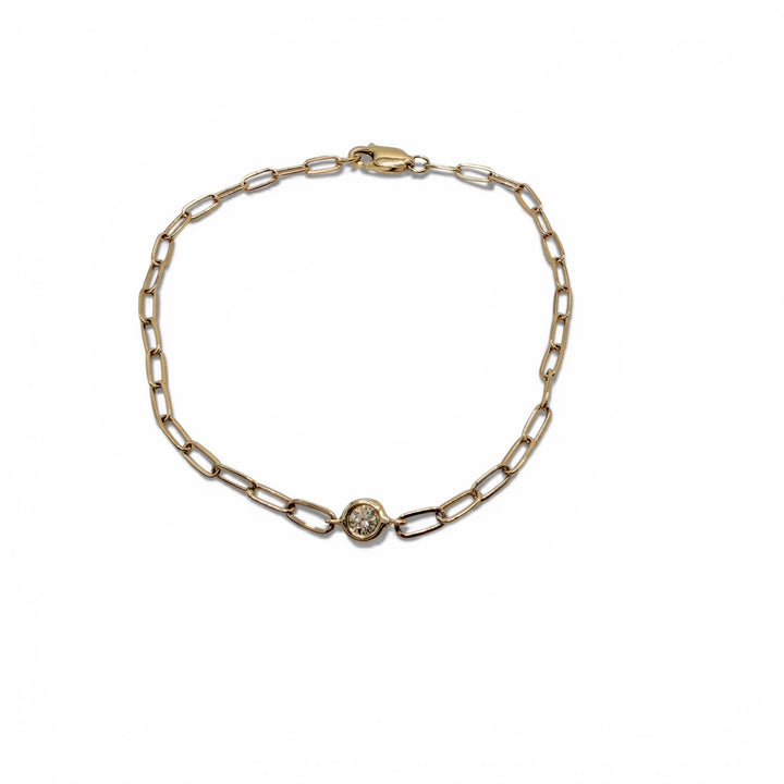 14k Yellow Gold Paper Clip Diamond Bracelet