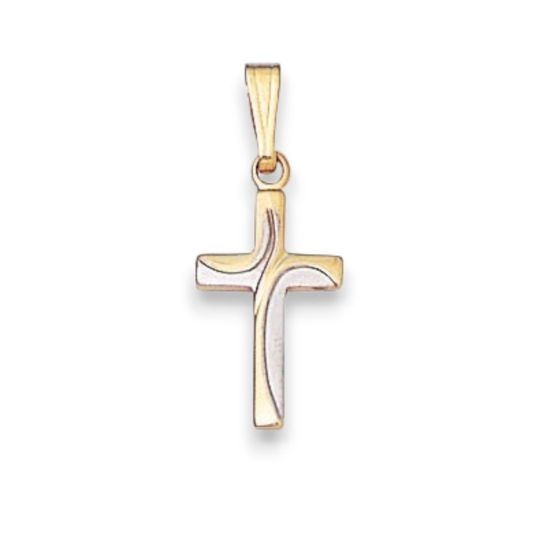 14k Two Tone Cross Charm