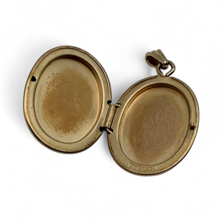 14k Yellow Gold Floral Locket Estate Pendant