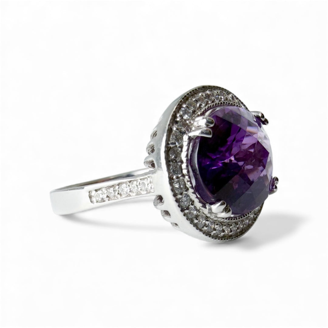 14k White Gold Amethyst Estate Ring