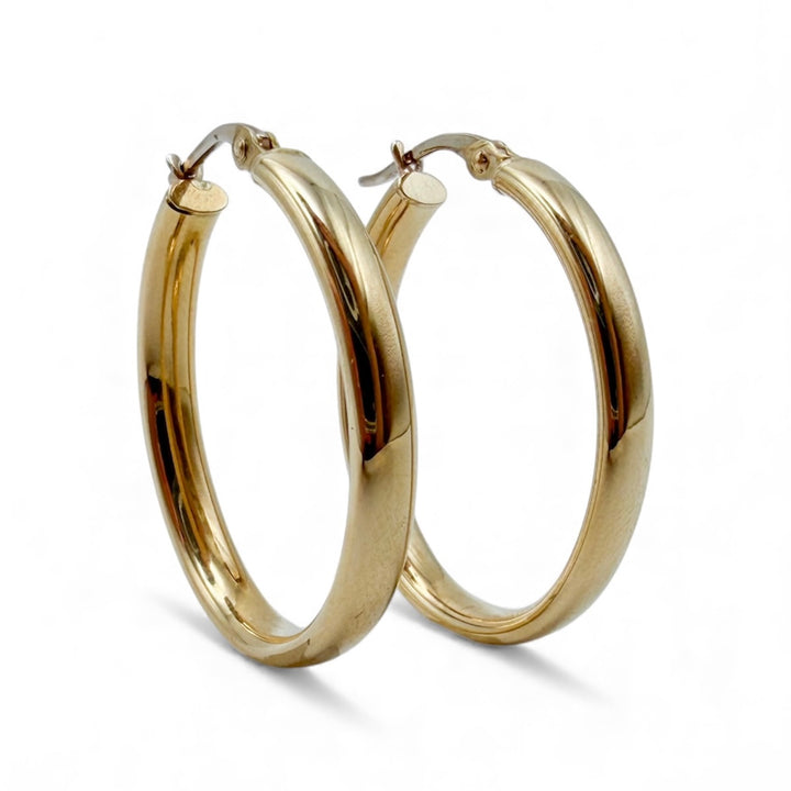 18k Yellow Gold Medium Hoop Estate Earrings