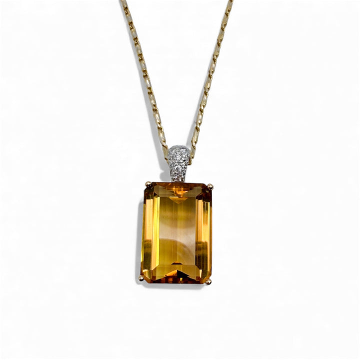 14k Yellow Gold Citrine Estate Pendant