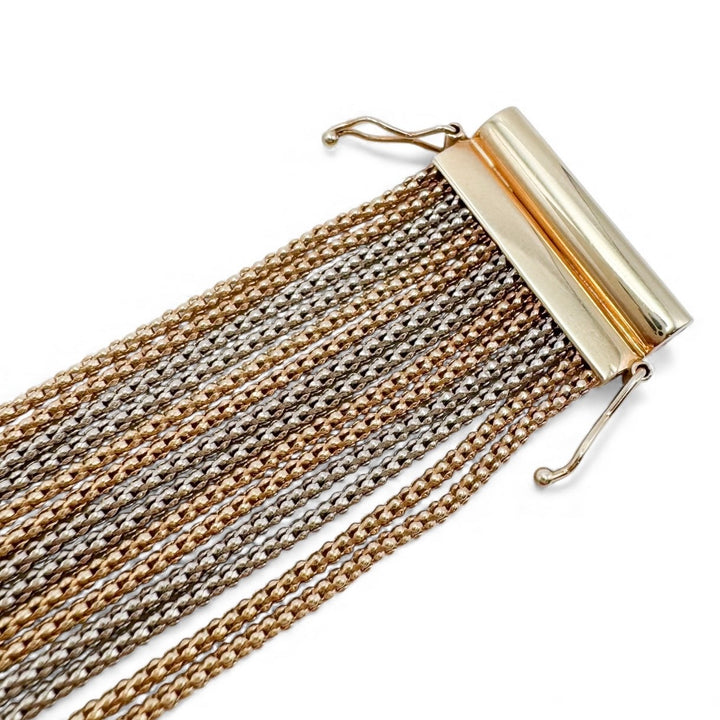 14k Two Tone Strand Estate Bracelet