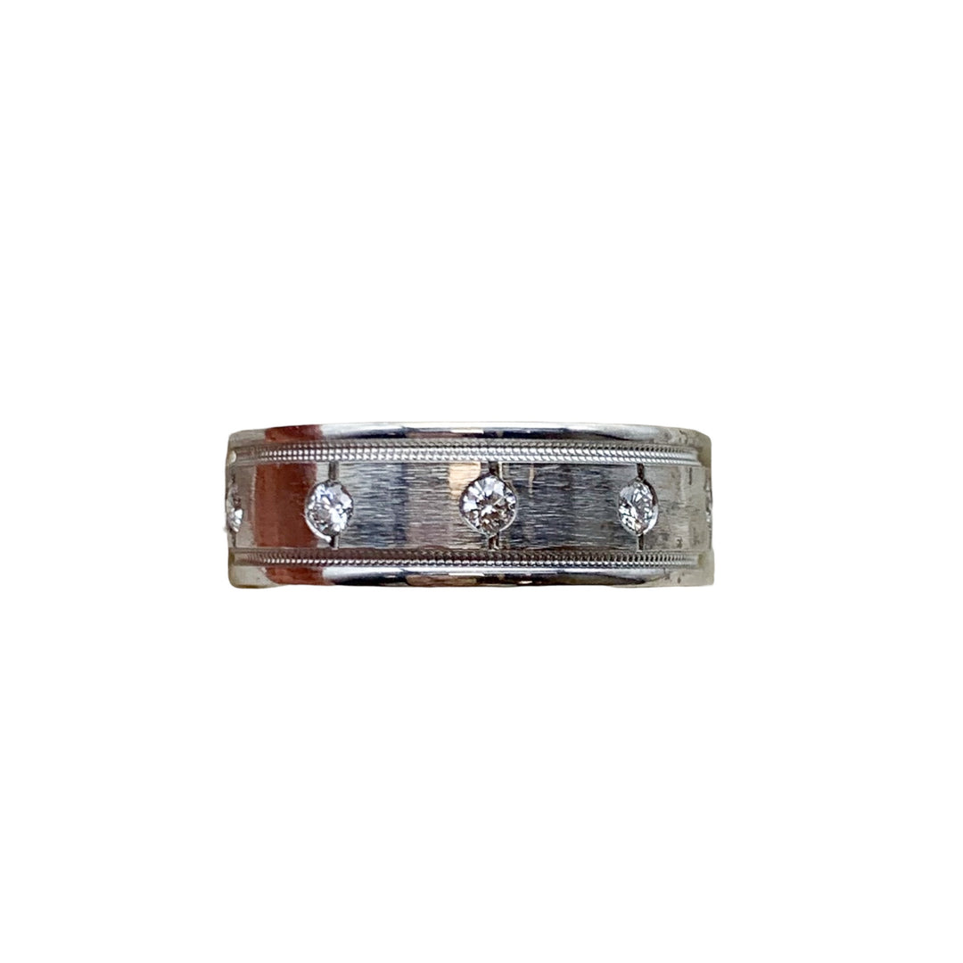 14k White Gold Satin/Polished Wedding Band