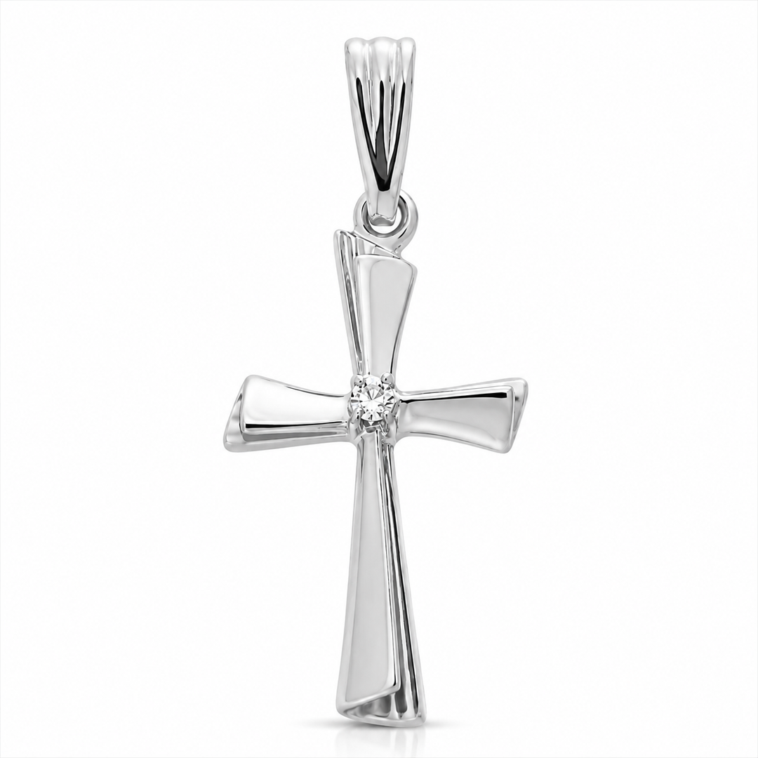 14k White Gold Cross Charm