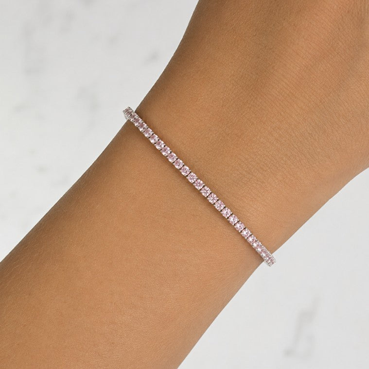 14k White Pink Lab Grown Diamond Bracelet 1.58 cttw