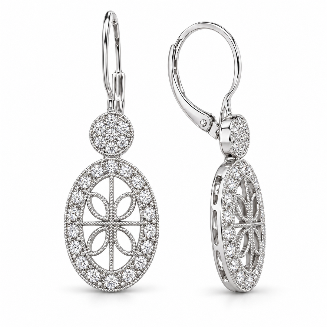 14k White Diamond Estate Earrings