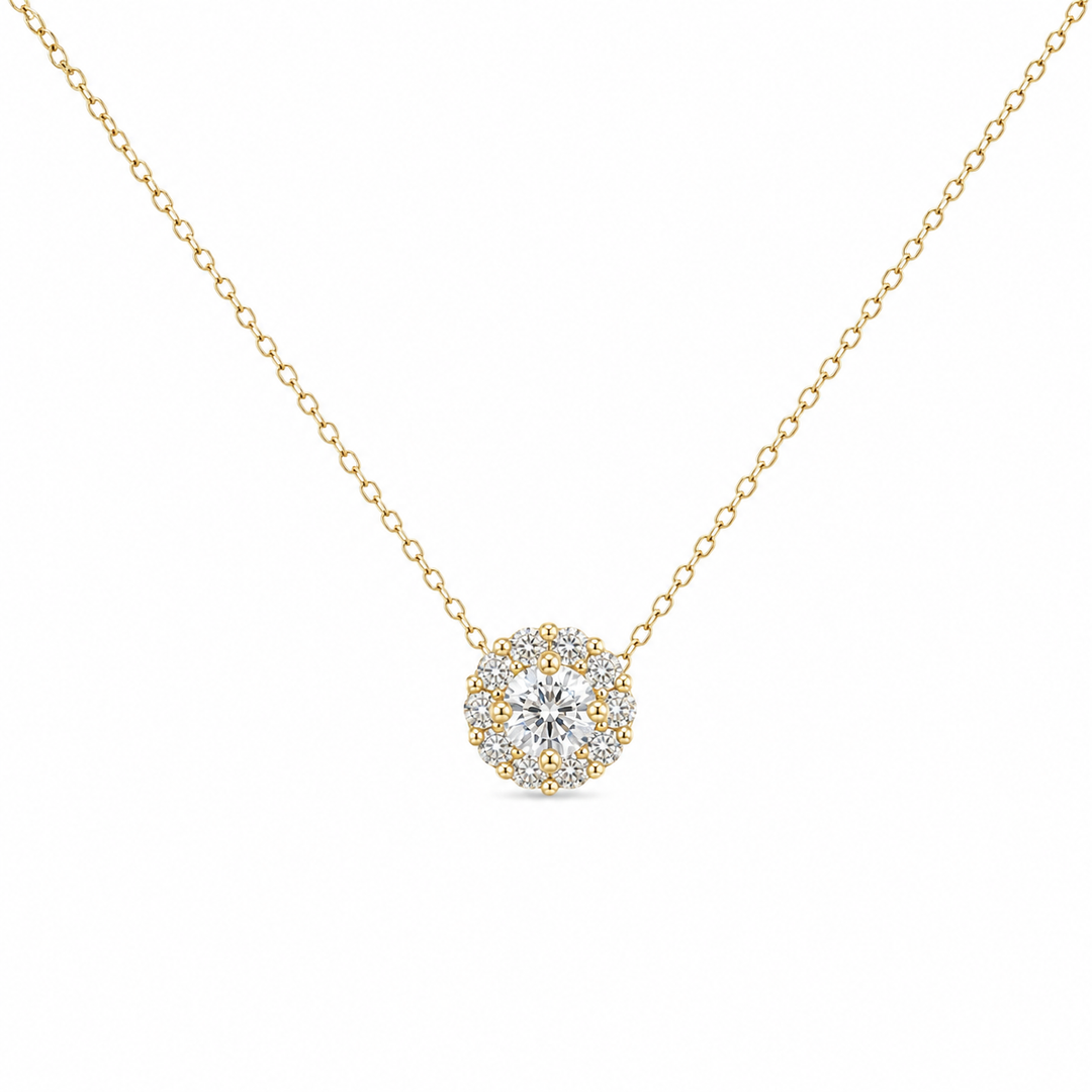 14k Yellow Gold Circle Diamond Pendant