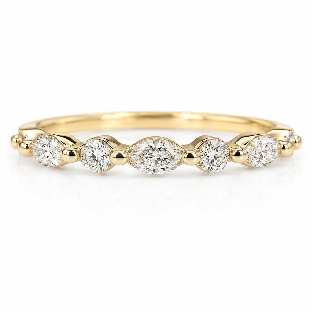 14k Yellow Single Prong 0.52ctw Diamond Wedding Band