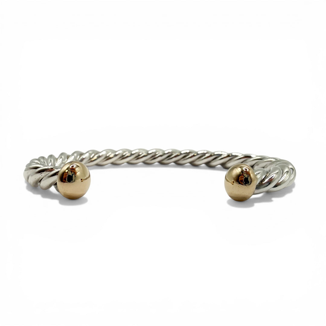 Sterling Silver Two Tone Bangle Estate Bracelet