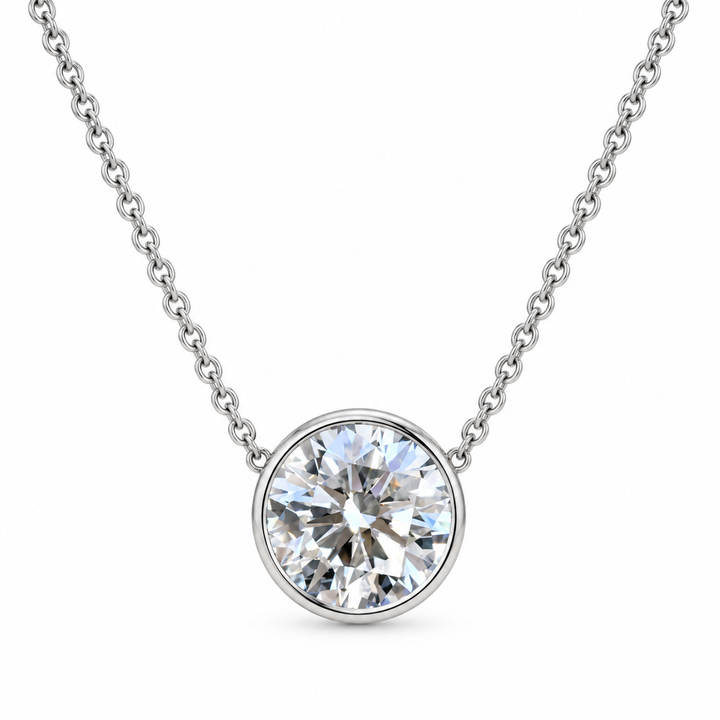 14k White Bezel 2.75ct Lab Grown Diamond Pendant