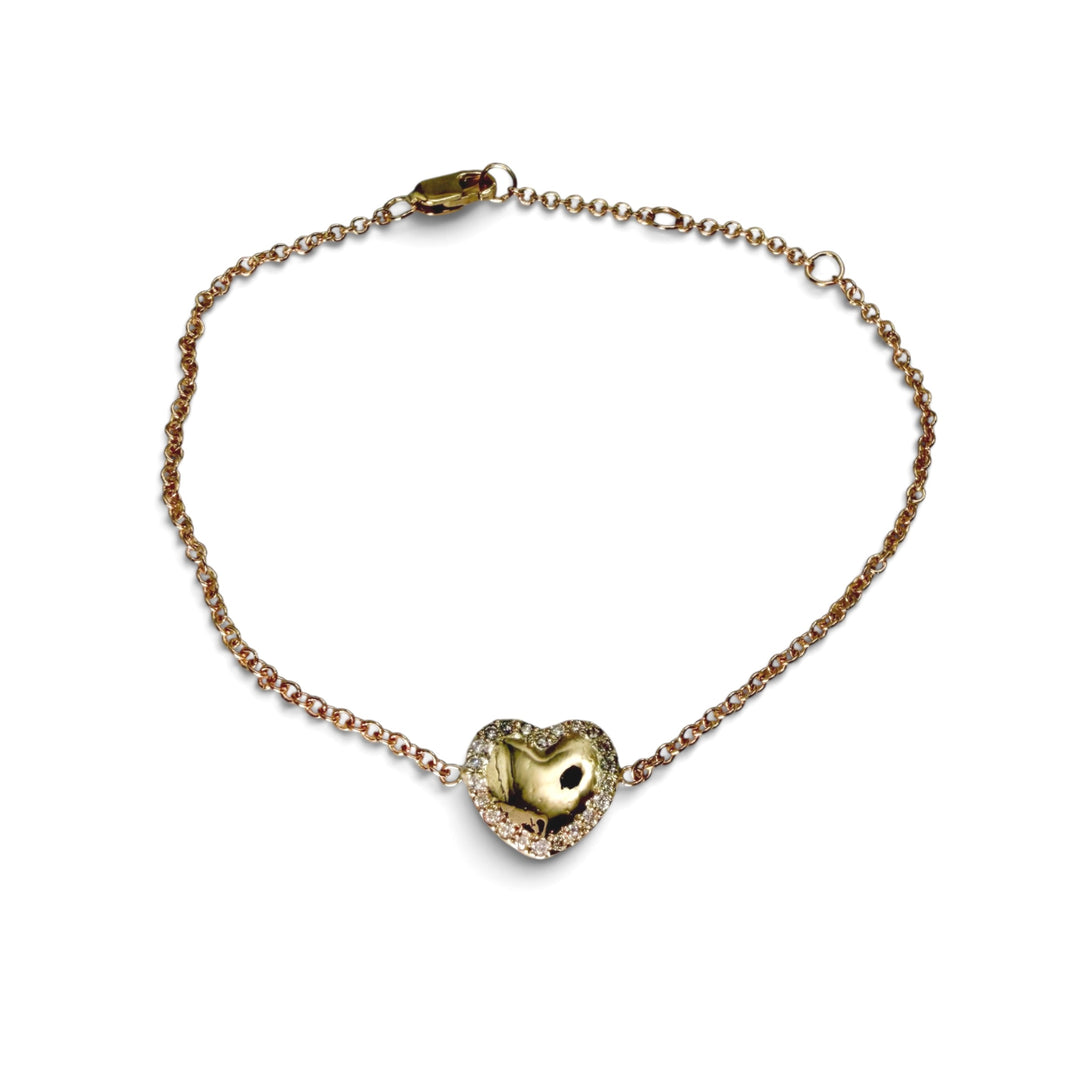 14k Yellow Gold Diamond Heart Bracelet