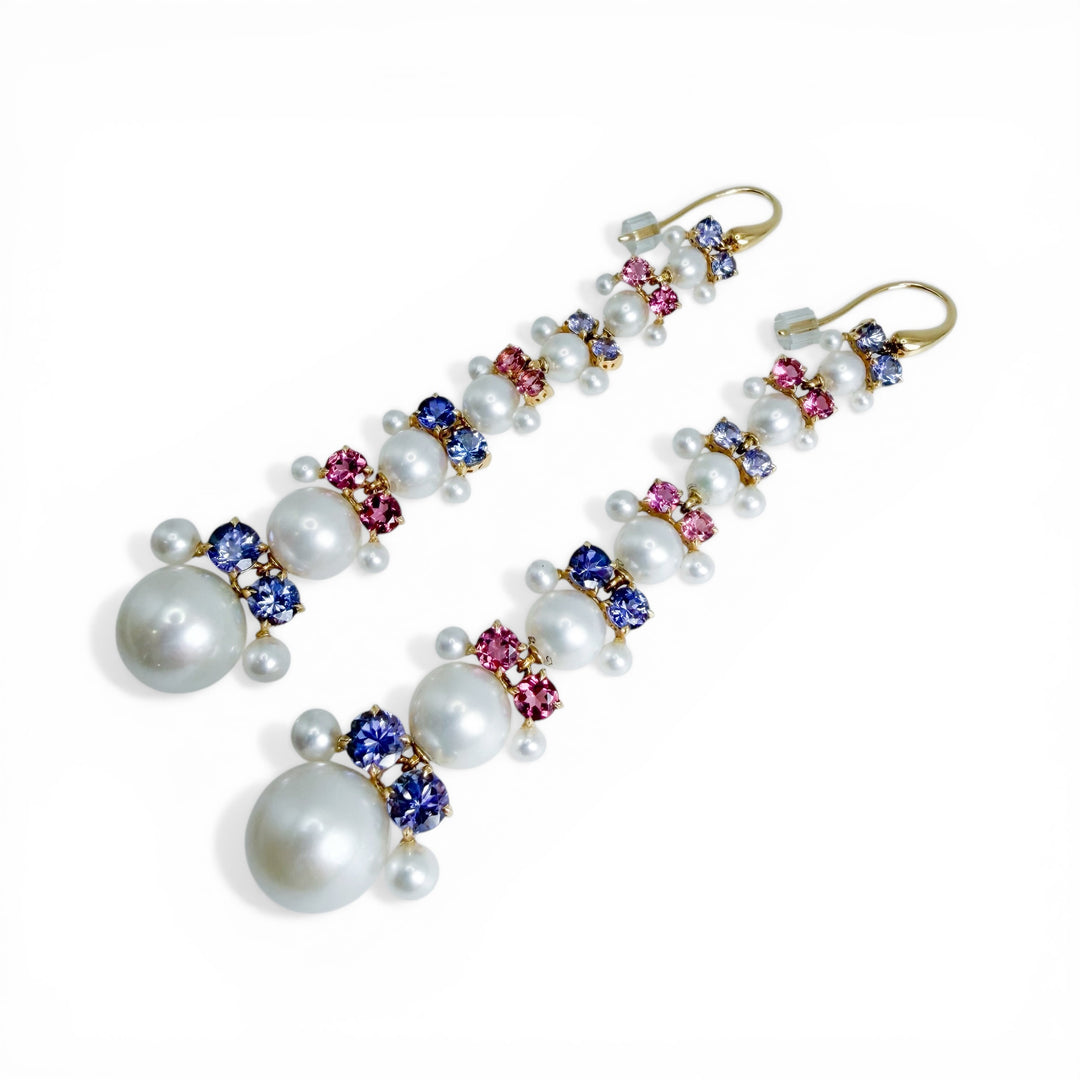18k Yellow Gold Pearl Designer Earrings