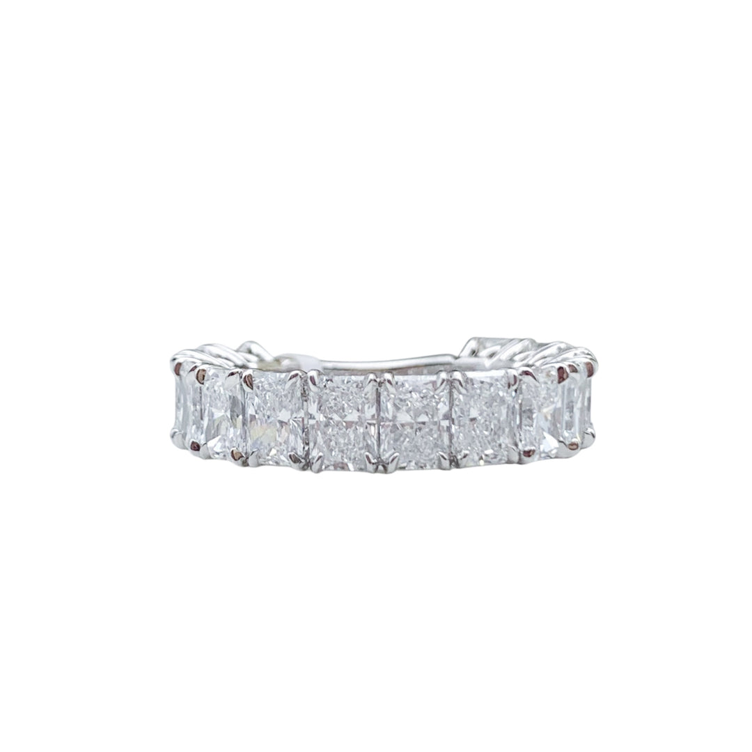 Platinum White Gold Prong Set 5.56ctw Radiant Lab Grown Diamond Wedding Band