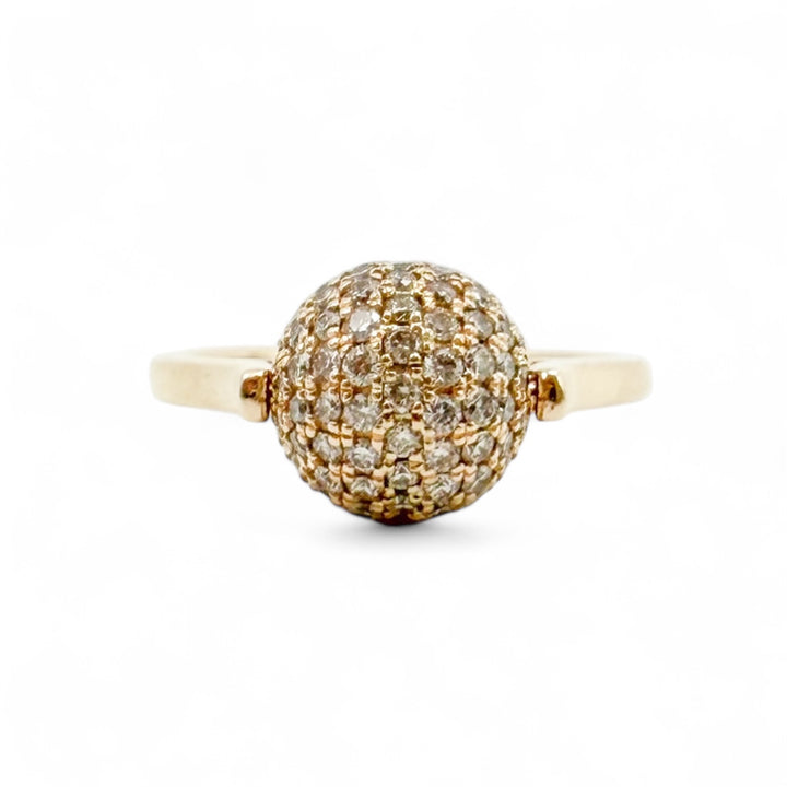 14k Yellow Gold Diamond Ball Estate Ring