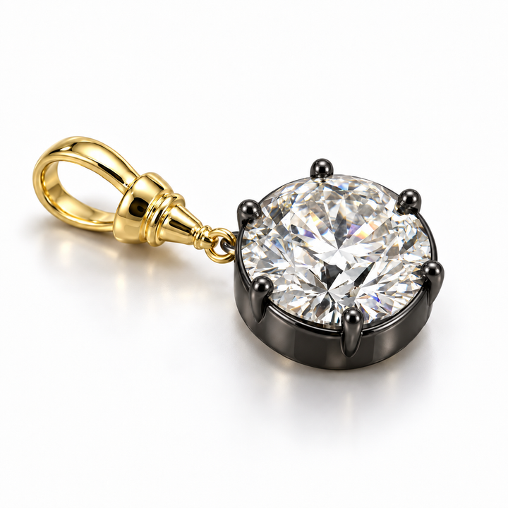 14k Yellow Lab Grown Round Diamond Pendant