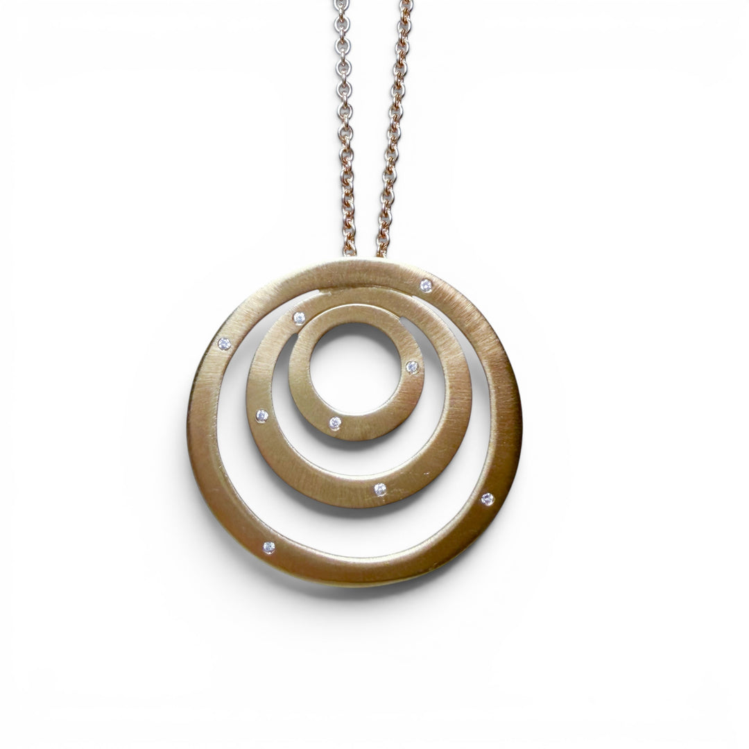 18k Yellow Gold Circle Diamond Estate Pendant