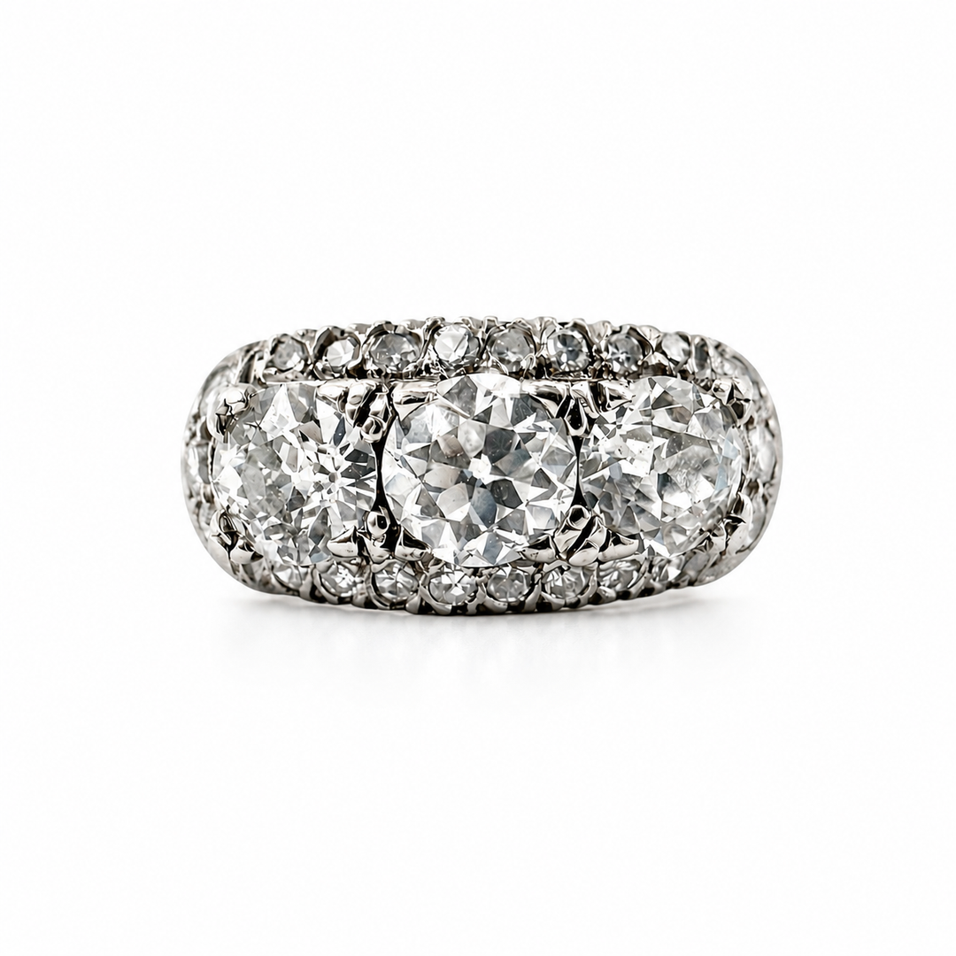 14k White Gold Antique Diamond Estate Ring