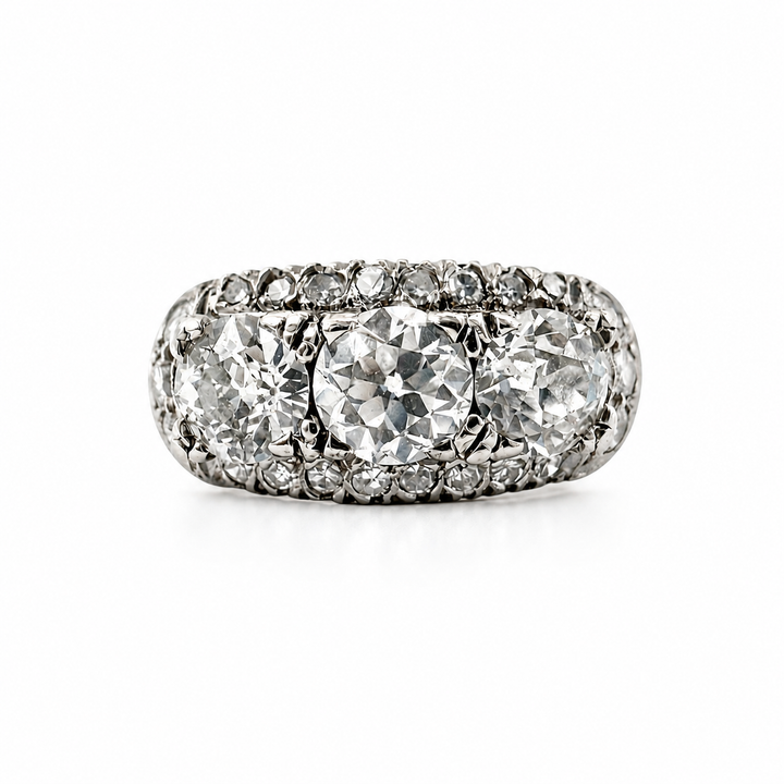 14k White Gold Antique Diamond Estate Ring