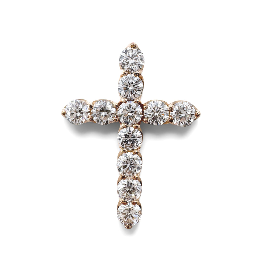 14k Yellow Gold Lab Grown Diamond Cross
