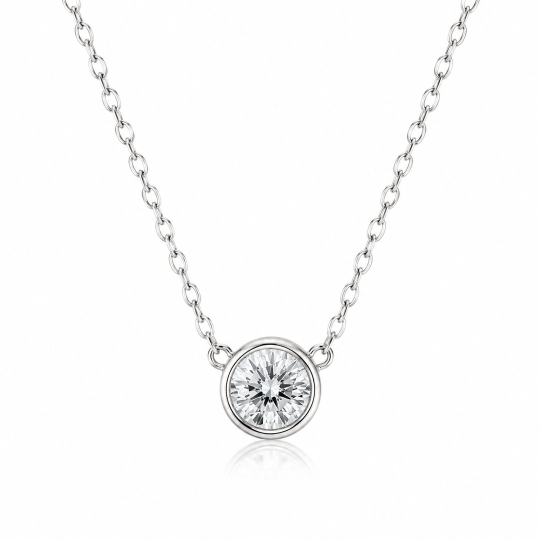 14k White Bezel Lab Grown Diamond Pendant 0.25ct