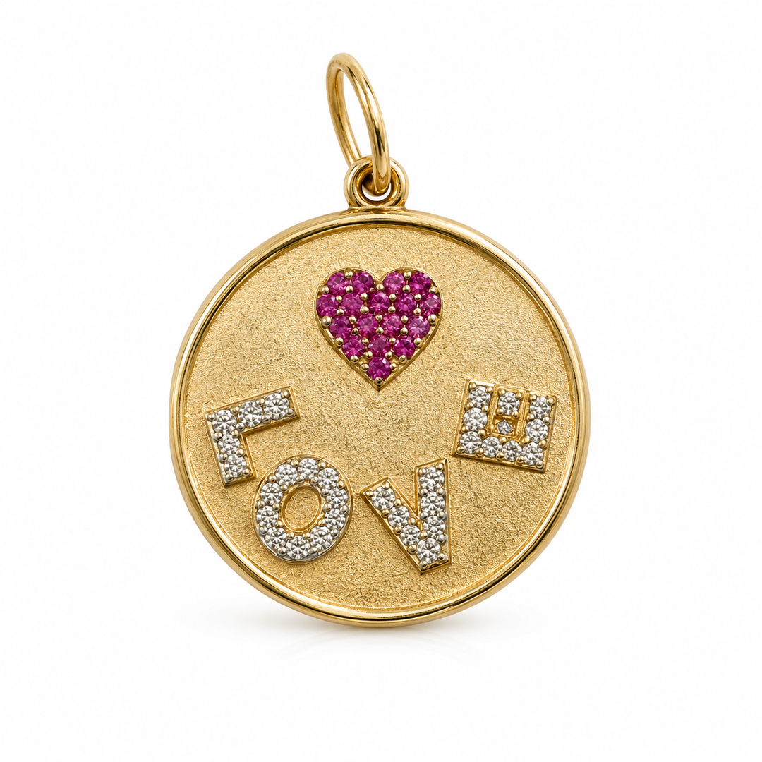 14k Yellow Gold LOVE Diamond Pendant