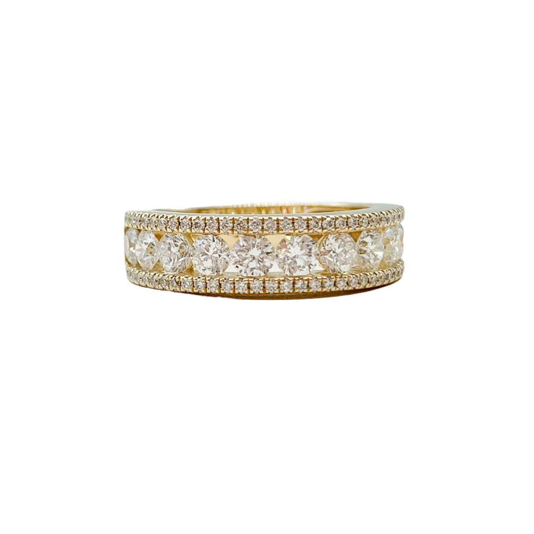 14k Yellow Gold Curved Prong Set 1.10ctw Round Diamond Wedding Band